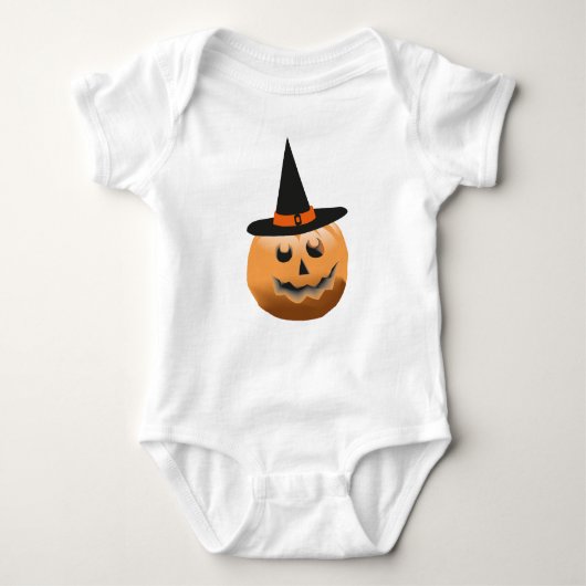 rood sinaasappel zwart, pompoen heks halloween romper (Voorkant)