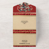 Rood skelet bruid bruidegom gothic bruiloft all in one uitnodiging (Buitenkant)