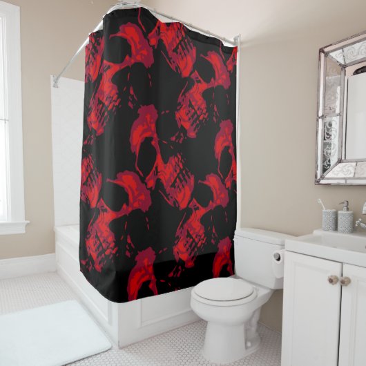 Rood Skulls Shower Curtain Douchegordijn (In situ)