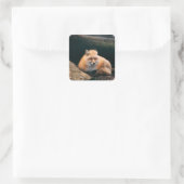 Rood slipje vierkante sticker (Tas)