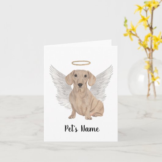 Rood Smooth Dachshund Sympathie Memorial Kaart (Gele Bloem)