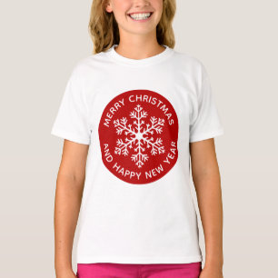 Rood Sneeuwvlok Feestelijk T-shirt (Kind)