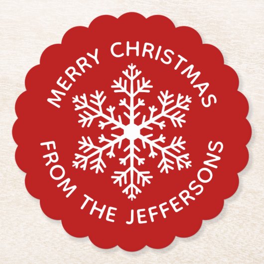 Rood Sneeuwvlok Papier Onderzetter (Voorkant)
