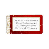 Rood snijstaar Snowflakes Brede Adresetiketten Etiket (Voorkant)