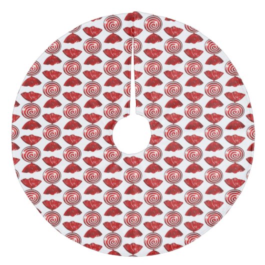 Rood Snoep 4 kerstboomrokken Fleece Kerstboom Rok (Voorkant)