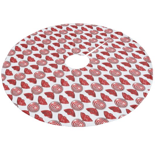 Rood Snoep 4 kerstboomrokken Fleece Kerstboom Rok (Gekanteld)