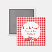 Rood Snoep Wedding Favor Magnet (Voorkant / Achterkant)