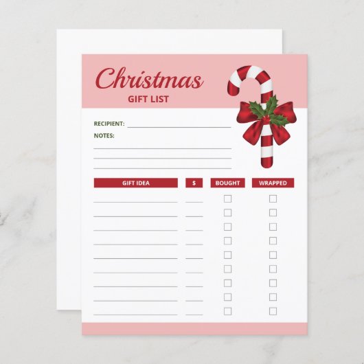 Rood snoepgoed en bont - kerstcadeaulijstplannen (Voorkant / Achterkant)