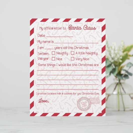 Rood snoeprietbrief aan het Briefpapier van Santa  (Staand voorkant)