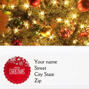 Rood Snowflake kerst met kerstcadeaulabel Etiket