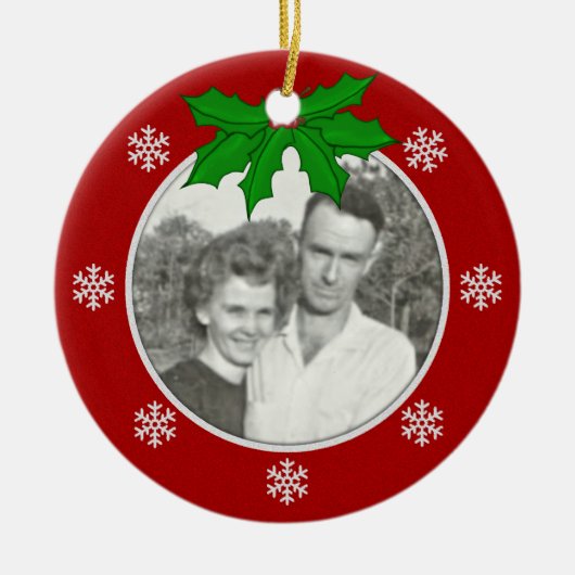 Rood: Snowflake Memorial: Afbeelding Ornament (Voorkant)