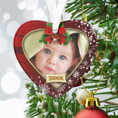 Rood/Snowflakes Baby's eerste Kerstmis Ornament