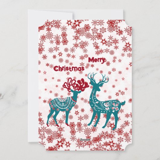 Rood snowflakes wit feestdagenkaart (Achterkant)