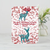 Rood snowflakes wit feestdagenkaart (Staand voorkant)