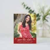 Rood sparen het Manuscript van de Foto van het Afs Uitnodiging Briefkaart (Staand voorkant)