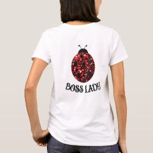 Rood sparkly Ladybug BOSS LADY Personaliseren T-shirt