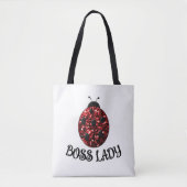 Rood sparkly Ladybug BOSS LADY Personaliseren Tote Bag (Voorkant)