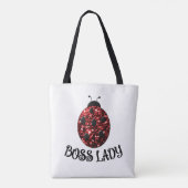 Rood sparkly Ladybug BOSS LADY Personaliseren Tote Bag (Achterkant)