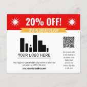 Rood Speciale aanbieding Korting op je Logo- en QR Flyer (Voorkant)