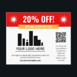 Rood Speciale aanbieding Korting op je Logo- en QR Flyer<br><div class="desc">De speciale flyer van de aanbiedingskorting voor uw kleine onderneming met een rode banner bij de bovenkant die met een kleinere gele banner en gewaagde witte doopvonten wordt gecombineerd. De speciale flyer van de aanbiedingskorting die met uw logo,  code QR,  en douanetekst wordt gepersonaliseerd.</div>