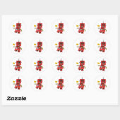 Rood-speelgoed robot dansen met partijnummer ronde sticker (Vel)