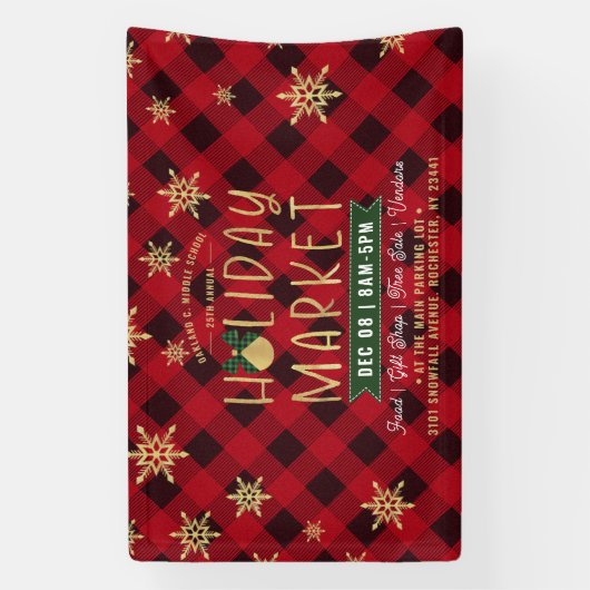 Rood-speldenmarkt voor goudkoorts spandoek (Verticaal)