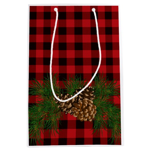 Rood speldenpakket met details van de pine-kegel medium cadeauzakje (Voorkant)