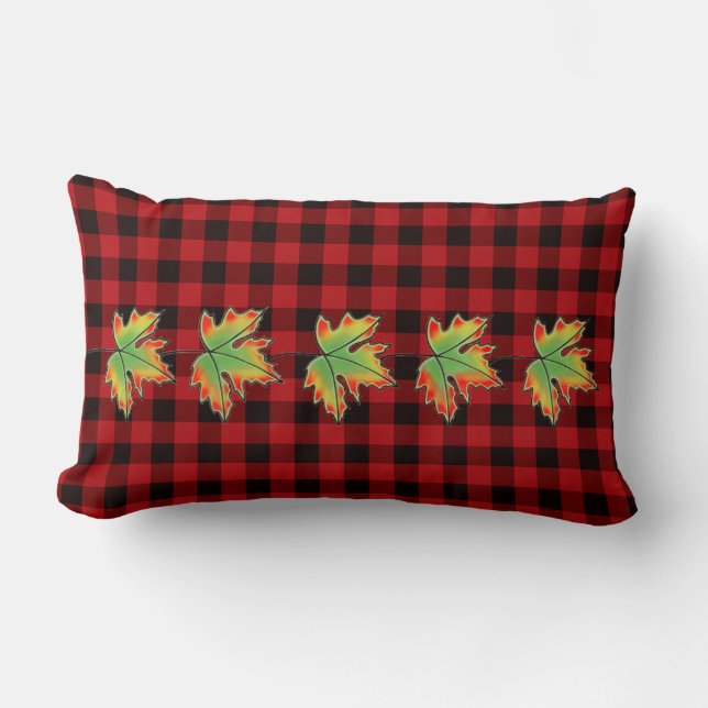 Rood speldenpakket met Herfst Maple Leaves Kussen (Voorkant)