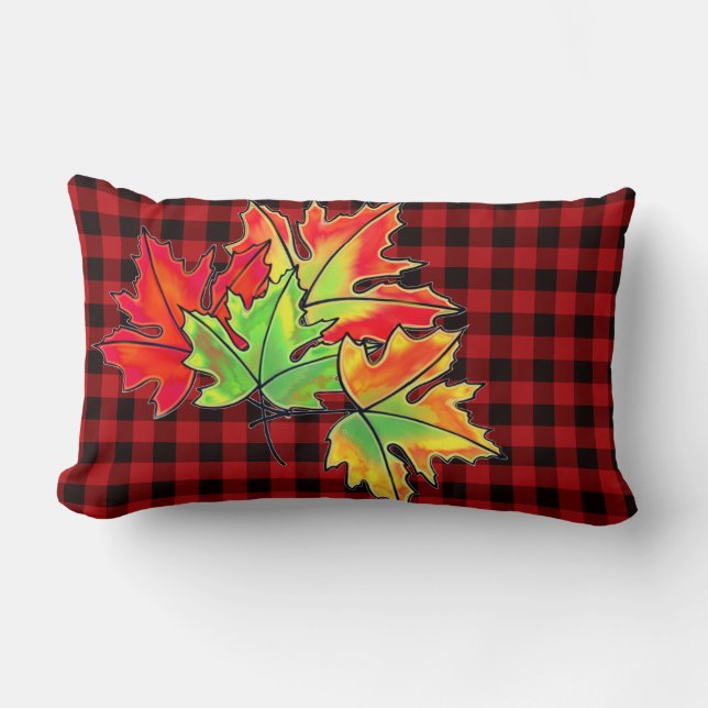 Rood speldenpakket met Herfst Maple Leaves Kussen (Voorkant)