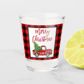 Rood speldenpenseel Manuscript VrachtKerstmis Shot Glas (Voorkant)