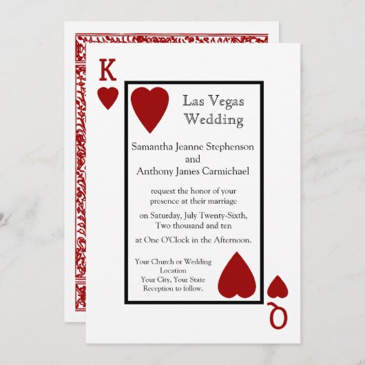 Rood Spelen Kaart bruiloft uitnodigingen (Voorkant / Achterkant)