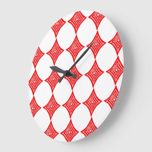 Rood Spelen Kaart Symbool Diamond Shape Lino Cut Grote Klok (Hoek)
