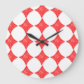 Rood Spelen Kaart Symbool Diamond Shape Lino Cut Grote Klok (Voorkant)