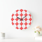 Rood Spelen Kaart Symbool Diamond Shape Lino Cut Grote Klok (Huis)