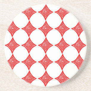 Rood Spelen Kaart Symbool Diamond Shape Lino Cut Zandsteen Onderzetter