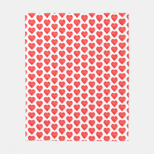 Rood Spelen Kaart Symbool Hart Vorm Lino Cut Fleece Deken
