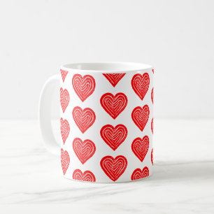 Rood Spelen Kaart Symbool Hart Vorm Lino Cut Koffiemok