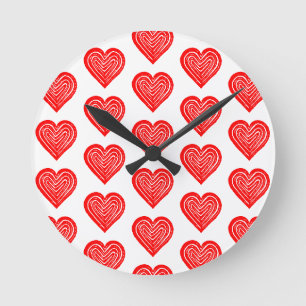 Rood Spelen Kaart Symbool Hart Vorm Lino Cut Ronde Klok