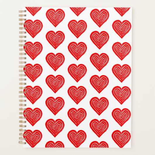 Rood Spelen Kaart Symbool Hart Vorm Lino Gesneden Planner (Voorkant)