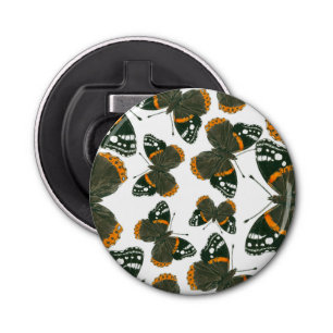 Rood spiegelvlinderpatroon button flesopener