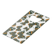 Rood spiegelvlinderpatroon creditkaart flessenopener (Achterkant Gekanteld)