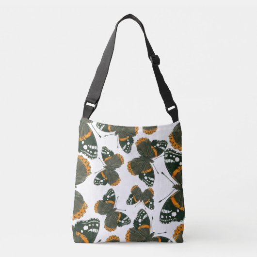 Rood spiegelvlinderpatroon crossbody tas (Voorkant)