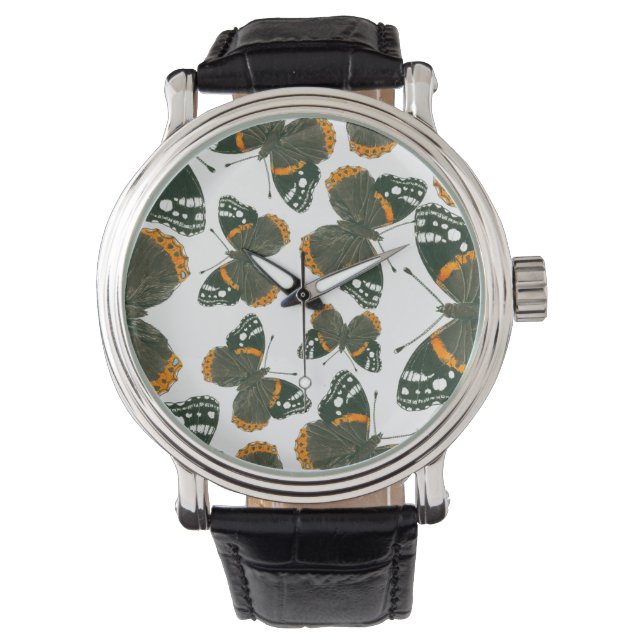 Rood spiegelvlinderpatroon horloge (Voorkant)