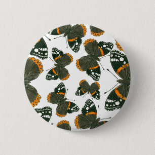 Rood spiegelvlinderpatroon ronde button 5,7 cm