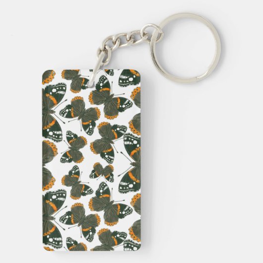 Rood spiegelvlinderpatroon sleutelhanger (achterkant)