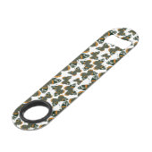 Rood spiegelvlinderpatroon speed flessenopener (Achterkant Gekanteld)