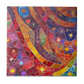 Rood Spiritueel Abstract Flow Mozaïek Tegeltje (Voorkant)