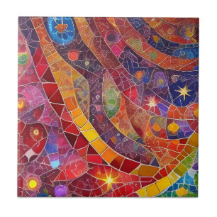 Rood Spiritueel Abstract Flow Mozaïek Tegeltje