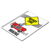 Rood sportauto's met mobiele notaris notitieboek (Linkerzijde)