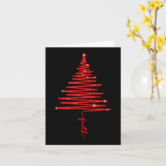 Rood sprankelend geloof Kerstboom Kaart (Gele Bloem)